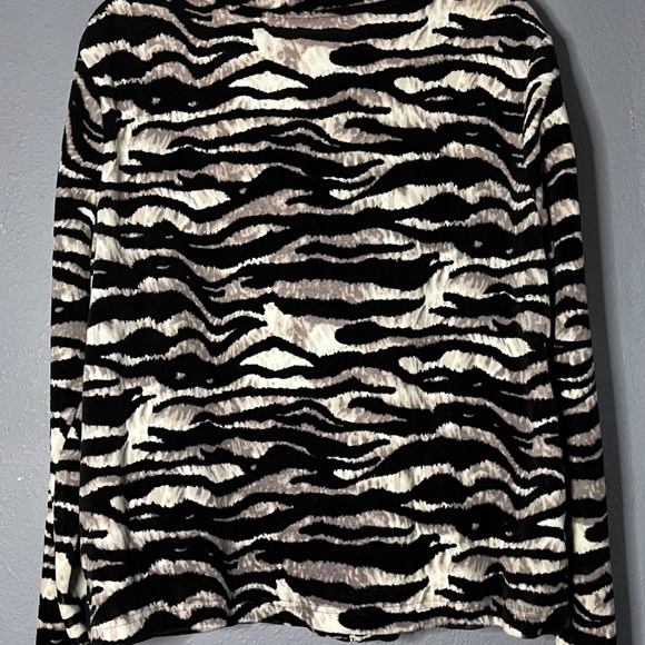 Kim Rogers Full Zip Jacket Womens Large Animal Print Soft Cozy Fleece Drawstring - Picture 7 of 7